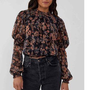 NWT Free People Clarissa Midnight Combo Keyhole Back Shirt size Small